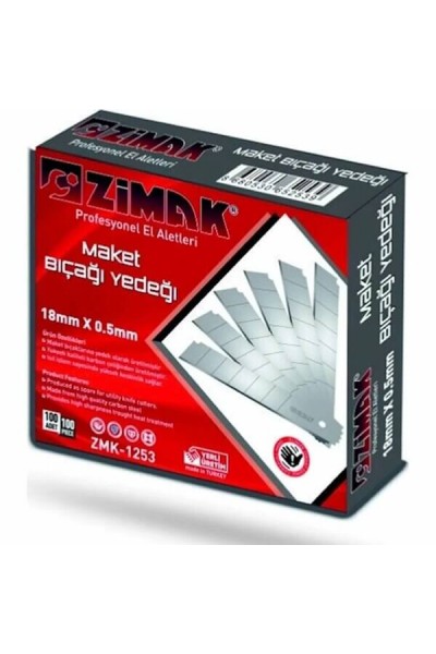 Zimak Maket Bıçağı Yedeği Büyük 0.5mmX18mm Profesyonel ZMK-1253 2539-10 ADET