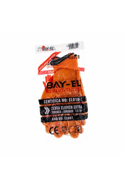Bayel İş Eldiveni Extra Zebra Turuncu-Turuncu 1/2 No.10 EL007 1159