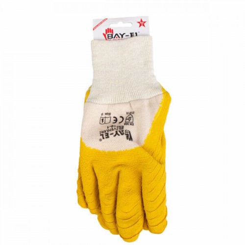 Bayel İş Eldiveni Bez Yarı Kaplama Sarı Dalgalı 3/4 No.9 EL250 3711