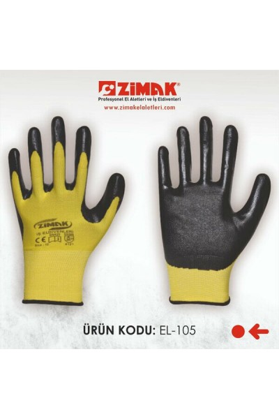 Zimak İş Eldiveni Klasik Sarı-Siyah EL-105 5035 9804