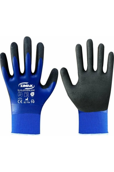Zimak İş Eldiveni Çift Kaplama Sandy Finish Mavi NO.10 EL-154 5943 9435