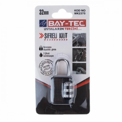 Baytec Asma Kilit Siyah Vakumlu Şifreli No.32mm MK2375 2262