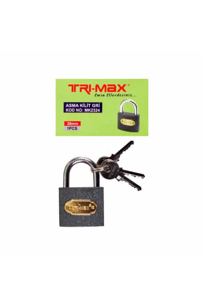 Baytec Trimax Asma Kilit Gri No.38mm MK2324 4107