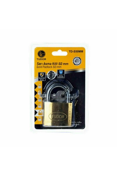 Tudor Kilit Asma Sarı Blisterli No.50 mm TD-S50MM 1185