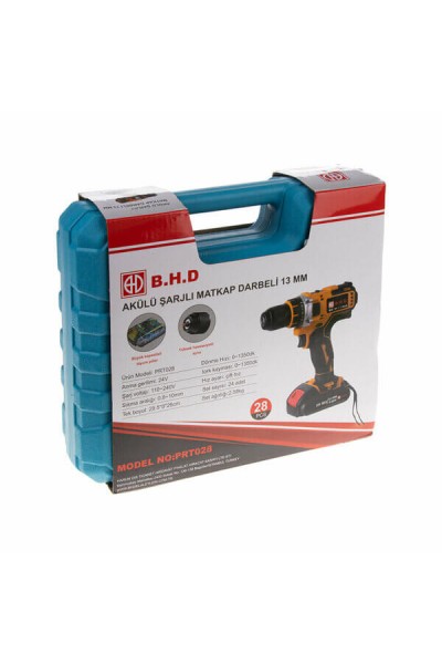 B.H.D Matkap Şarjlı Akülü Darbeli 28 Parça Kutulu 24W 13MM PRT028 3502