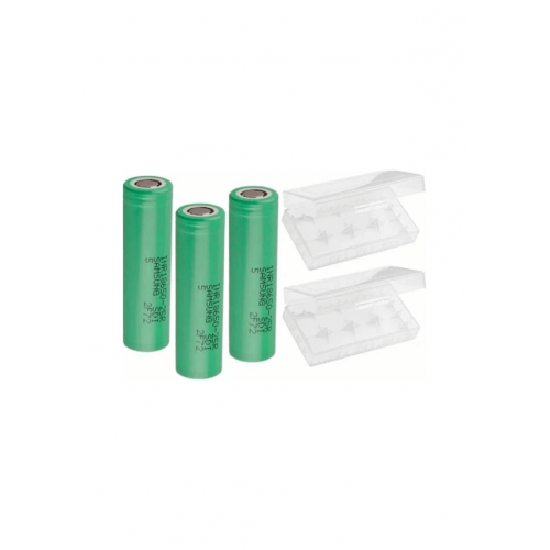Samsung INR18650-25R 2500 mAh 3.7 V Li-Ion Şarj Edilebilir Pil 3'lü + 2 Adet 2'li Pil Kutusu Set