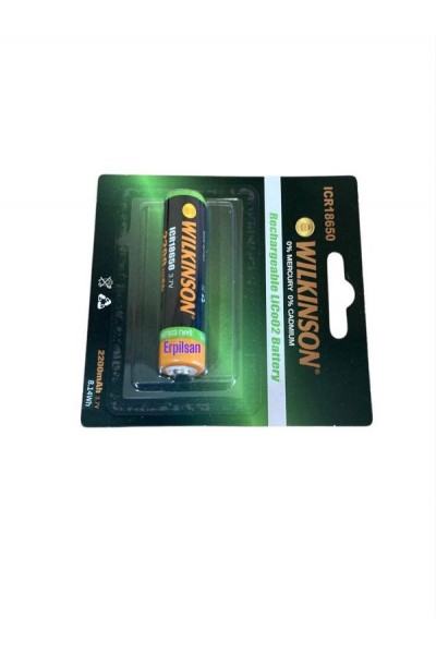 WILKINSON 18650 Lİ-İON ICR 3.7V 2200 Mah Şarj edilebilir Fener - Lamba ve Radyo pili ( BAŞLIKLI )