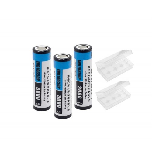 Orion 18650P 3.7V 3000mAh 30A Li-ion Şarj EdilebilirPil 3 Adet Pil + 2 Adet Pil Kutusu