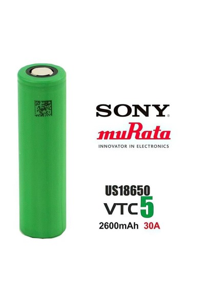 Sony ( Murata ) VTC5 18650 3.7V 2600mAh 30A Li-ion Şarj Edilebilir Pil