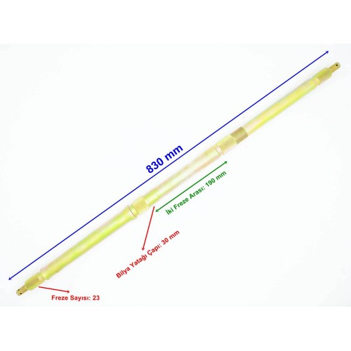 ATV ARORA HAMMER 250 UYUMLU AKS 830 mm TEK YİVLİ BİLYA YATAĞI 30 mm 23 FREZE ÖM