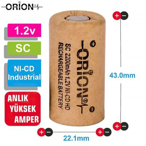 Orion 1.2V Ni-Cd SC 2200mAh Şarj Edilebilir Pil - HD