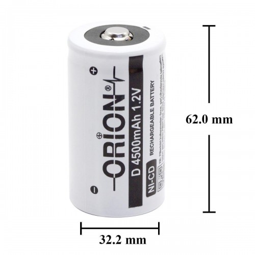 Orion 1.2V Ni-Cd D 4500mAh Büyük Boy Şarjlı Pil ( BAŞLI )
