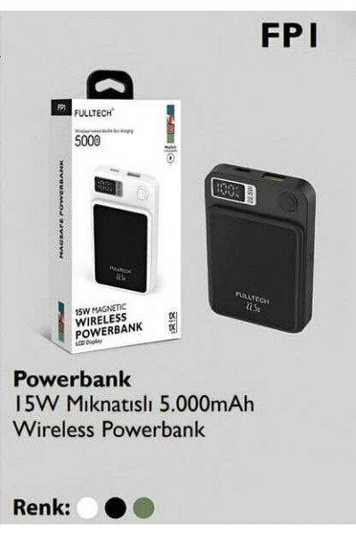 Fulltech Powerbank Wireless 15W Mıknatıslı 5.000mAh FP1 2053