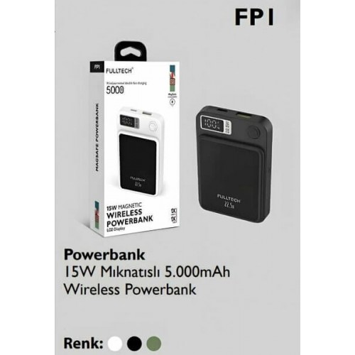 Fulltech Powerbank Wireless 15W Mıknatıslı 5.000mAh FP1 2053