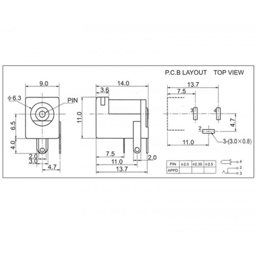 IC-256 5.5X2.5MM PCB DC ŞASE JAK FİŞ 2.5MM
