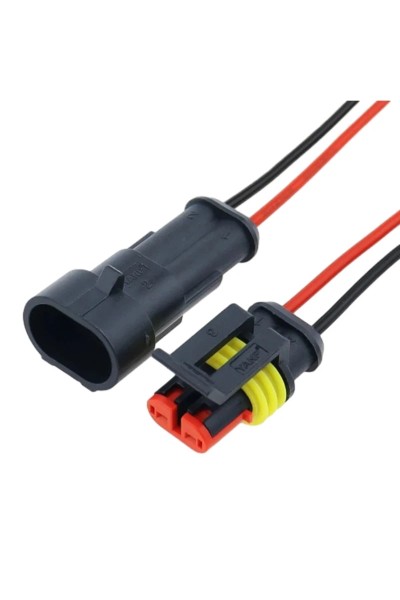 2 PİN KABLOLU SU GEÇİRMEZ ARAÇ ELEKTRİK SÖKETİ SÜPER SEAL KONNEKTÖRÜ (WATERPROOF)