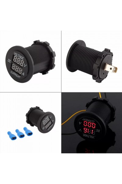 28mm Voltmetre ve Ampermetre 6-36V 0-10A
