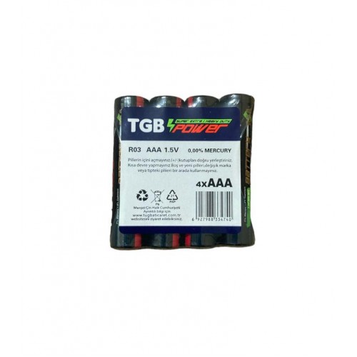 TGB Manganez AAA İnce Kalem Pil 4'lü Paket