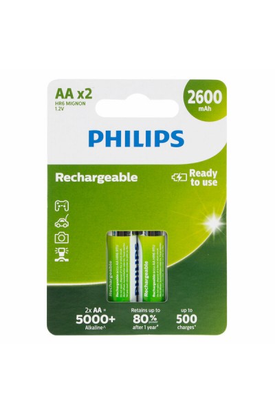 Philips 1.2V 2600mAh Ni-Mh AA Şarj Edilebilir Kalem Pil 2'Lİ Paket
