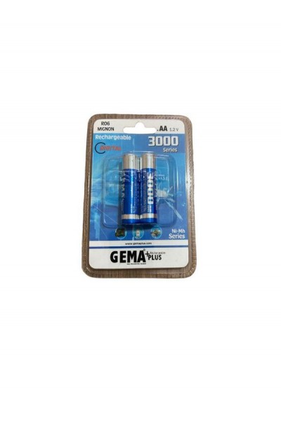 GEMA 1.2V 3000mAh Ni-Mh AA Şarj Edilebilir Kalem Pil 2'Li Paket