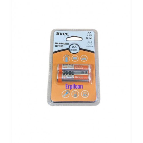 AVEC 3000 mAh AA Şarj Edilebilir Kalem Pil 2'li Paket