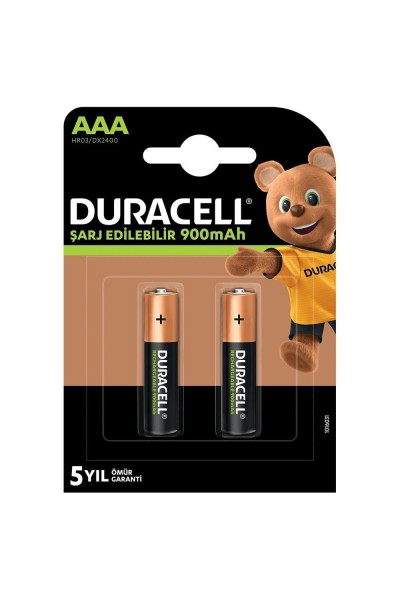 Duracell HR03 900mAh Şarj Edilebilir AAA İnce Kalem Pil 2'li Paket